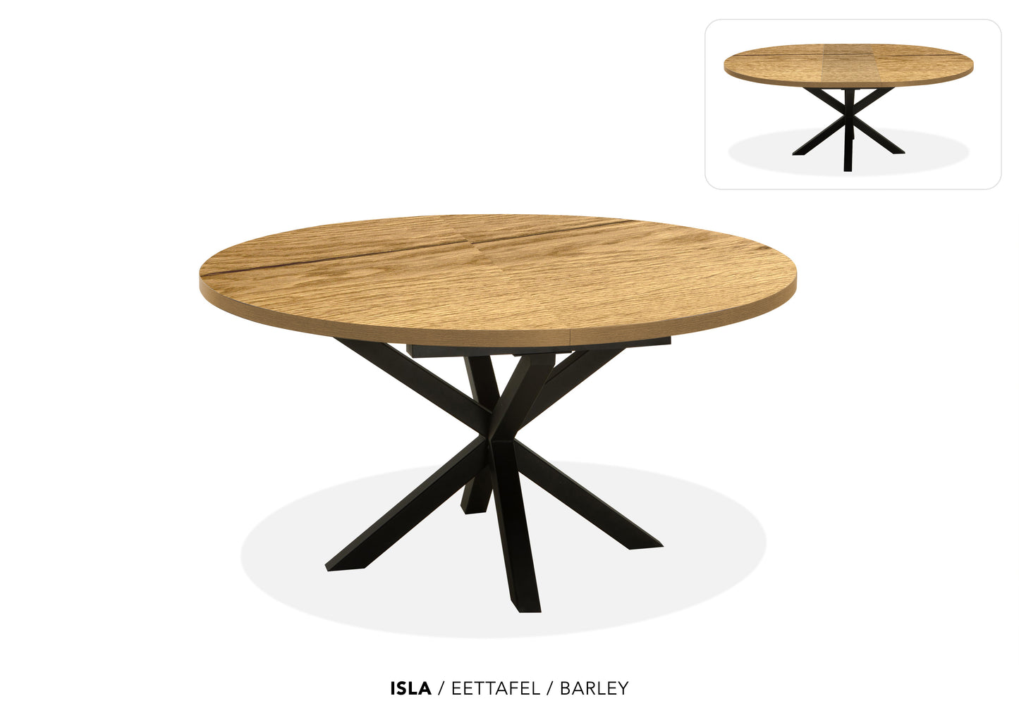 Ronde Lamulux uitschuiftafel "Isla" - zeer kras bestendig!