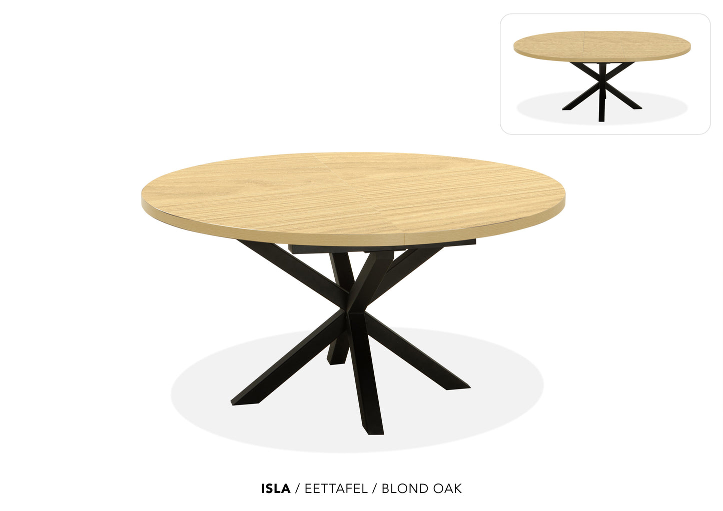 Ronde Lamulux uitschuiftafel "Isla" - zeer kras bestendig!